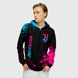 Толстовка 3D на молнии мужская Juventus - neon gradient: надпись, символ, цвет: 3D-черный — фото 2