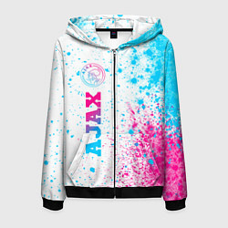 Толстовка 3D на молнии мужская Ajax neon gradient style: по-вертикали, цвет: 3D-черный