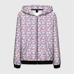 Толстовка 3D на молнии мужская Зайчики новый год 2023, цвет: 3D-черный