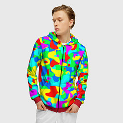 Толстовка 3D на молнии мужская Форма маляра - кляксы, цвет: 3D-красный — фото 2