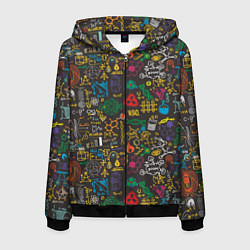 Толстовка 3D на молнии мужская Шпаргалка по химии, цвет: 3D-черный