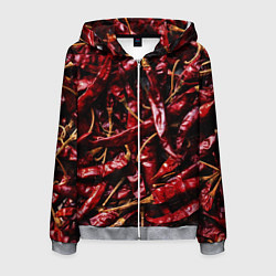 Толстовка 3D на молнии мужская Перчики чили, цвет: 3D-меланж