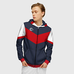 Толстовка 3D на молнии мужская FIRM темно-синий с красной полосой, цвет: 3D-красный — фото 2