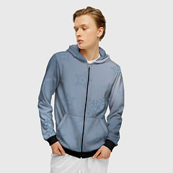 Толстовка 3D на молнии мужская Серый снег, цвет: 3D-черный — фото 2