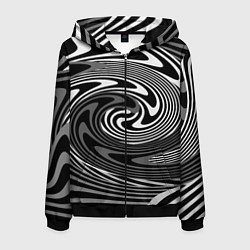 Толстовка 3D на молнии мужская Black and white abstract pattern, цвет: 3D-черный