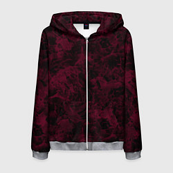 Мужская толстовка на молнии Черный и бордовый мраморный узор