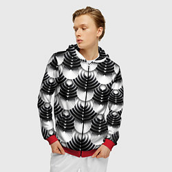 Толстовка 3D на молнии мужская Полосатые круги, цвет: 3D-красный — фото 2