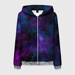 Толстовка 3D на молнии мужская Космос с галактиками, цвет: 3D-меланж