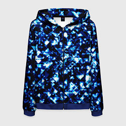 Толстовка 3D на молнии мужская Неоновые синие треугольники блестящие, цвет: 3D-синий