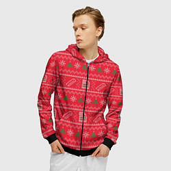 Толстовка 3D на молнии мужская Windows - вязаный свитер, цвет: 3D-черный — фото 2