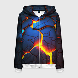 Толстовка 3D на молнии мужская Яркая неоновая лава, разломы, цвет: 3D-белый