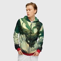 Толстовка 3D на молнии мужская Рисунок нейросети, цвет: 3D-красный — фото 2