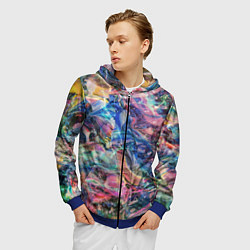 Толстовка 3D на молнии мужская Слияние красок, цвет: 3D-синий — фото 2