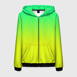 Толстовка 3D на молнии мужская Зелено-желтый градиент, цвет: 3D-черный