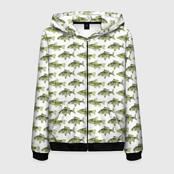 Толстовка 3D на молнии мужская Рыбацкое дело, цвет: 3D-черный