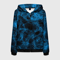 Толстовка 3D на молнии мужская Синий дым текстура, цвет: 3D-черный