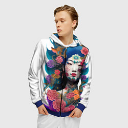 Толстовка 3D на молнии мужская Japan style - tattoo - art, цвет: 3D-синий — фото 2