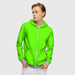 Толстовка 3D на молнии мужская Кислотный зеленый, цвет: 3D-меланж — фото 2