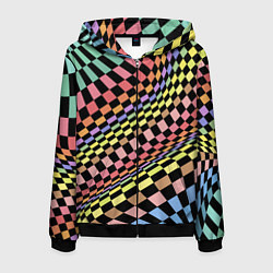 Мужская толстовка на молнии Colorful avant-garde chess pattern - fashion