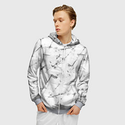 Толстовка 3D на молнии мужская Серый трещины тай-дай, цвет: 3D-меланж — фото 2