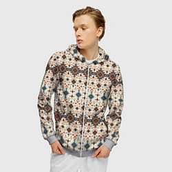 Толстовка 3D на молнии мужская Узорчатые квадраты, цвет: 3D-меланж — фото 2