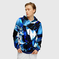 Толстовка 3D на молнии мужская Crystal blue form, цвет: 3D-синий — фото 2