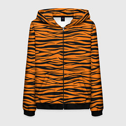 Толстовка 3D на молнии мужская Тигра, цвет: 3D-черный