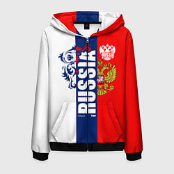 Мужская толстовка на молнии Russia national team: white blue red