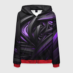 Толстовка 3D на молнии мужская Черно-фиолетовые объекты, цвет: 3D-красный