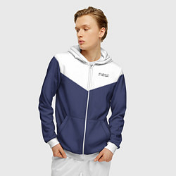 Толстовка 3D на молнии мужская FIRM бело-синий, цвет: 3D-белый — фото 2