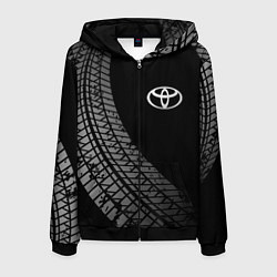 Толстовка 3D на молнии мужская Toyota tire tracks, цвет: 3D-черный