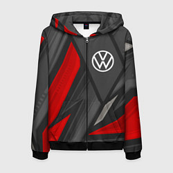 Толстовка 3D на молнии мужская Volkswagen sports racing, цвет: 3D-черный
