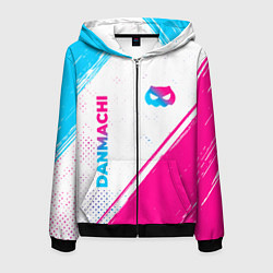 Толстовка 3D на молнии мужская DanMachi neon gradient style: надпись, символ, цвет: 3D-черный