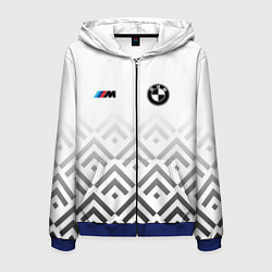 Толстовка 3D на молнии мужская BMW m power - белый, цвет: 3D-синий