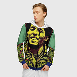 Толстовка 3D на молнии мужская Боб Марли 2D граффити эффект, цвет: 3D-синий — фото 2