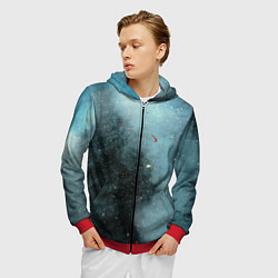 Толстовка 3D на молнии мужская Синий дым и остатки красок, цвет: 3D-красный — фото 2
