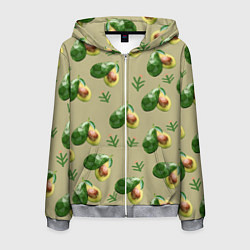 Толстовка 3D на молнии мужская Авокадо и веточка, цвет: 3D-меланж