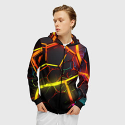 Толстовка 3D на молнии мужская Неоновые трубки, цвет: 3D-черный — фото 2