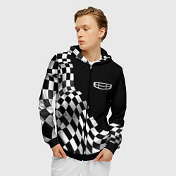 Толстовка 3D на молнии мужская Geely racing flag, цвет: 3D-черный — фото 2