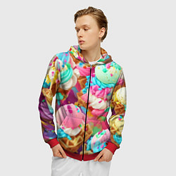 Толстовка 3D на молнии мужская Сладкая жизнь, цвет: 3D-красный — фото 2