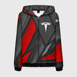 Толстовка 3D на молнии мужская Tesla sports racing, цвет: 3D-черный
