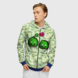 Толстовка 3D на молнии мужская Зеленые слаймы стардью, цвет: 3D-синий — фото 2