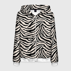 Мужская толстовка на молнии Полосатая шкура зебры, белого тигра