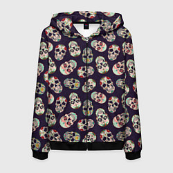 Мужская толстовка на молнии Узор с черепами Pattern with skulls