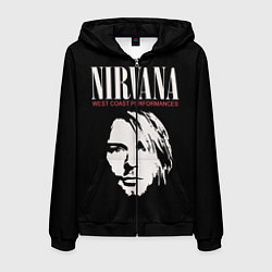 Толстовка 3D на молнии мужская Nirvana - Kurt Cobain, цвет: 3D-черный