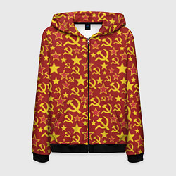 Толстовка 3D на молнии мужская СССР Серп и Молот, цвет: 3D-черный