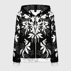 Мужская толстовка на молнии Цветы орнамент чб