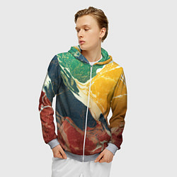 Толстовка 3D на молнии мужская Мраморная радуга, цвет: 3D-меланж — фото 2