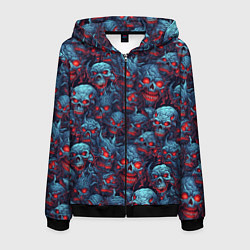 Толстовка 3D на молнии мужская Monster skulls pattern, цвет: 3D-черный