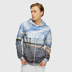 Толстовка 3D на молнии мужская Маяк на Ладоге, цвет: 3D-меланж — фото 2
